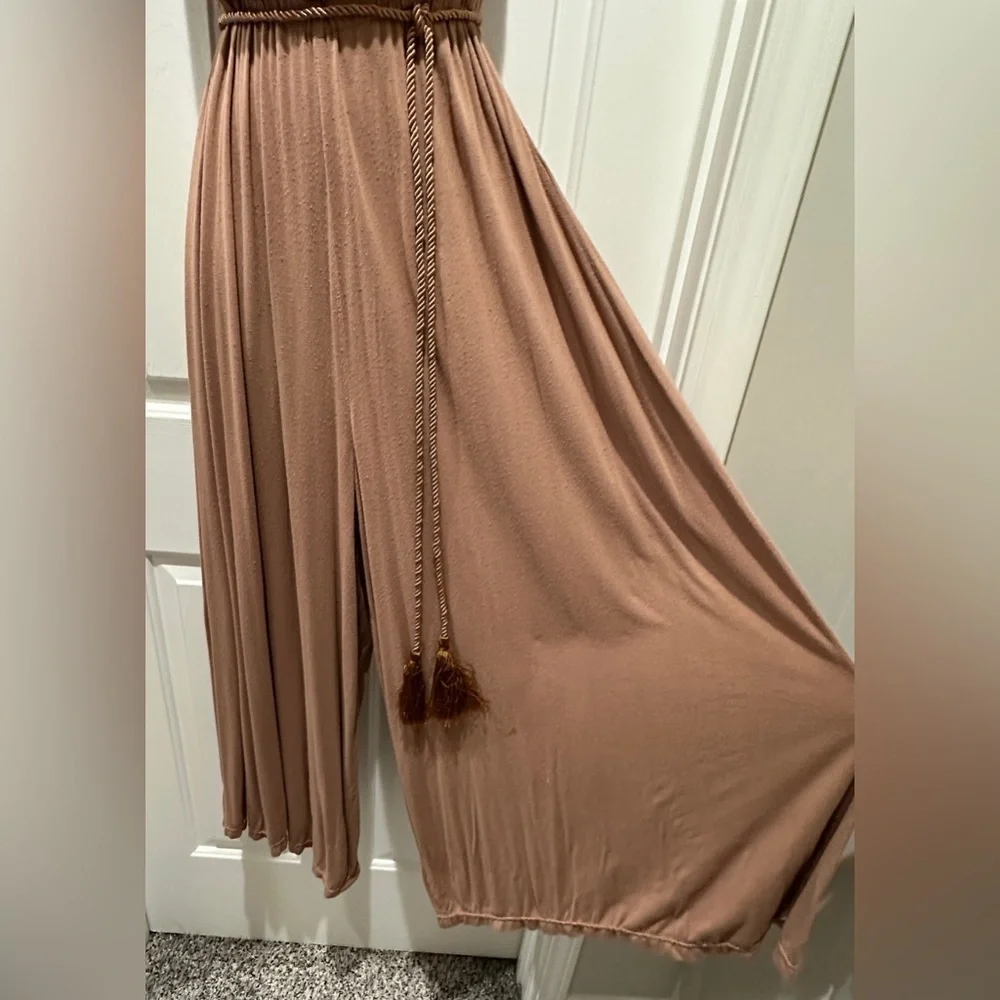HAODUOYI Wide-Leg Jumpsuit – Mocha Brown | Size Medium